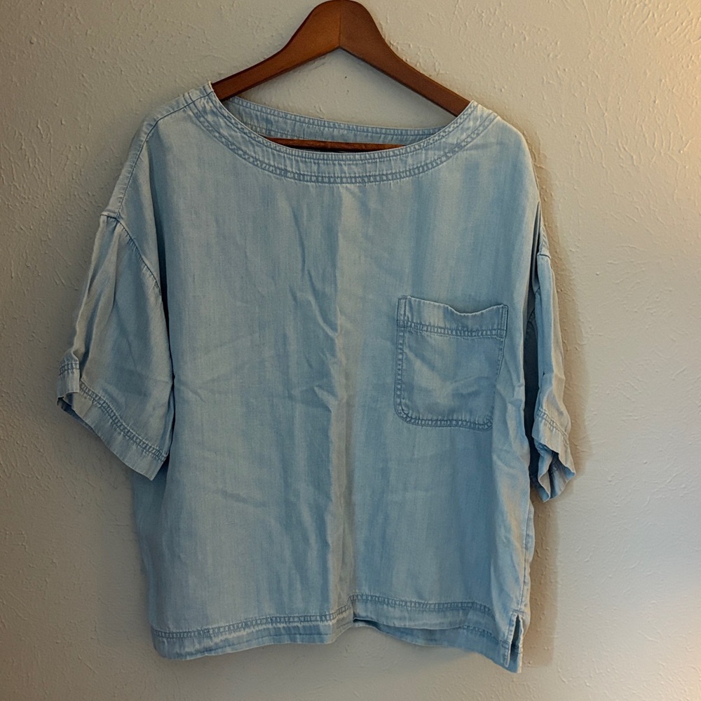 Lou & Grey Pale Blue Boxy Short-Sleeve Pocket Top